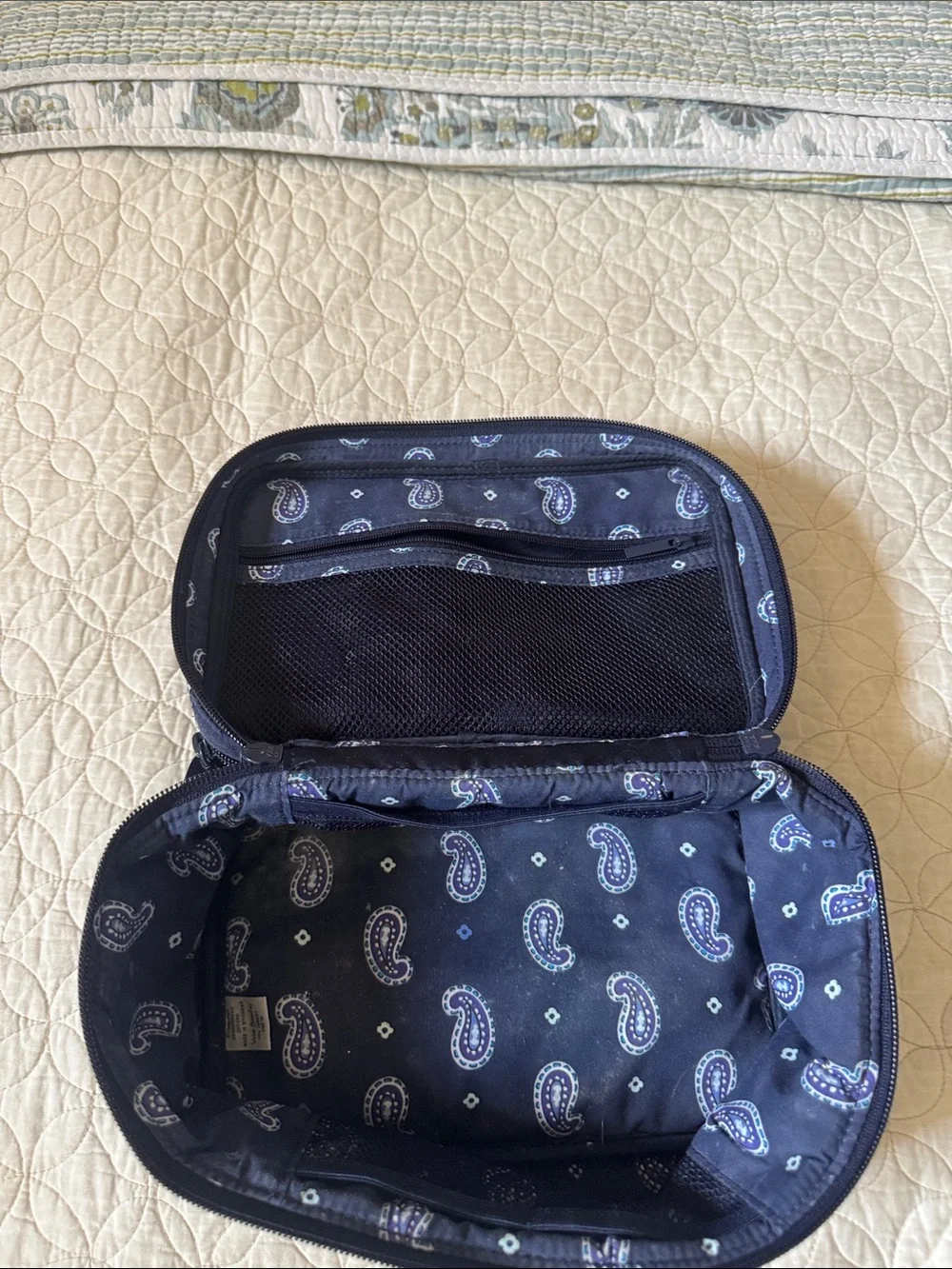 Vera Bradley Quilted Paisley Cosmetic Case in Navy, Blue, Aqua